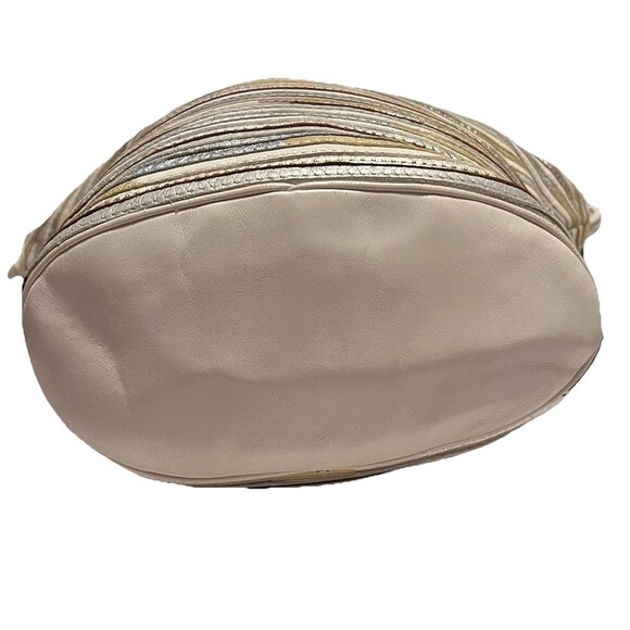 Vintage Sharif Bucket Bag Made in USA Striped Metallic Leather Shoulder Bag - Picture 2 of 13